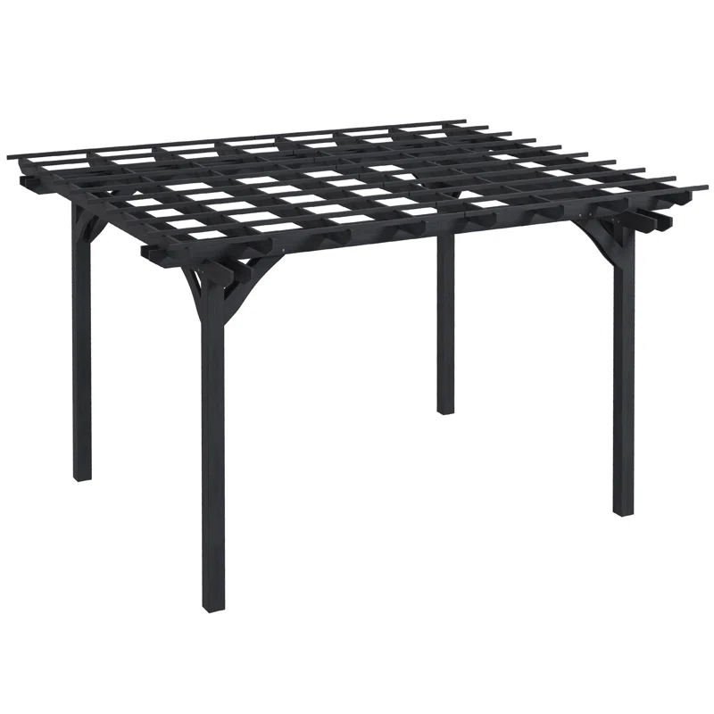 Outsunny 12 Ft. W x 10 Ft. D Solid Wood Pergola