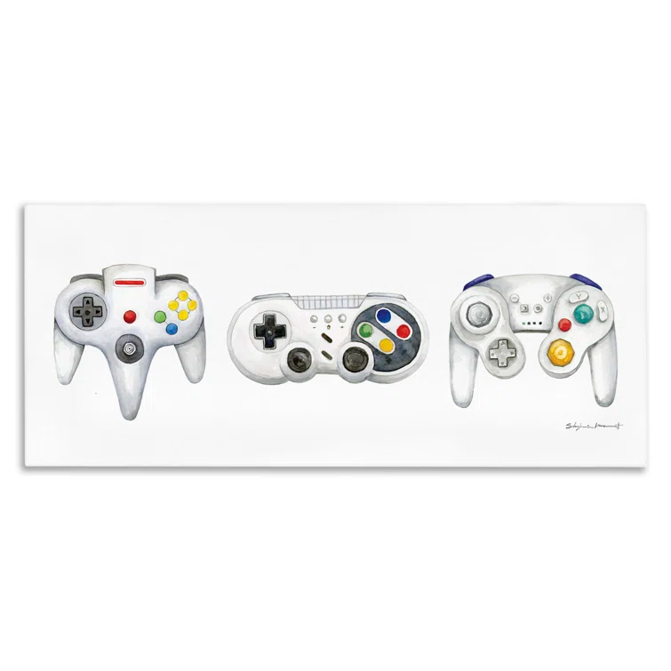 Stupell Industries Vintage Video Game Controllers by Stephanie Workman Marrott - Graphic Art