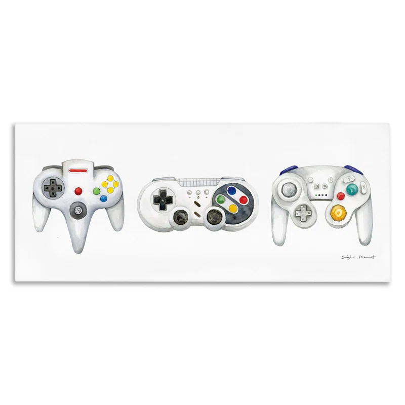 Stupell Industries Vintage Video Game Controllers by Stephanie Workman Marrott - Graphic Art