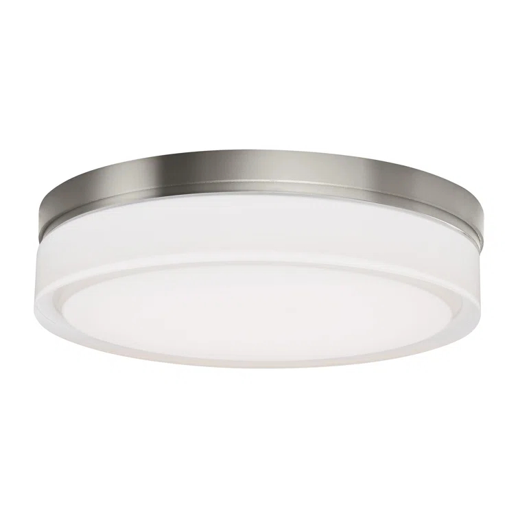 Satin Nickel Elegance LED Flush Mount with Pressed Glass Shade