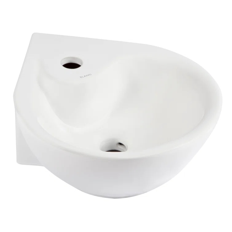 Elanti Elanti 13.5'' White Vitreous China Specialty Bathroom Sink with Overflow 1605