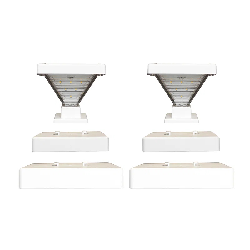 Gama Sonic Luxor Black 4x4 and 5x5 Solar LED Deck Post Cap Light with Warm White and Hi/Lo Mode for Backyard and Wood Fence(2-Pack) (Set of 2)