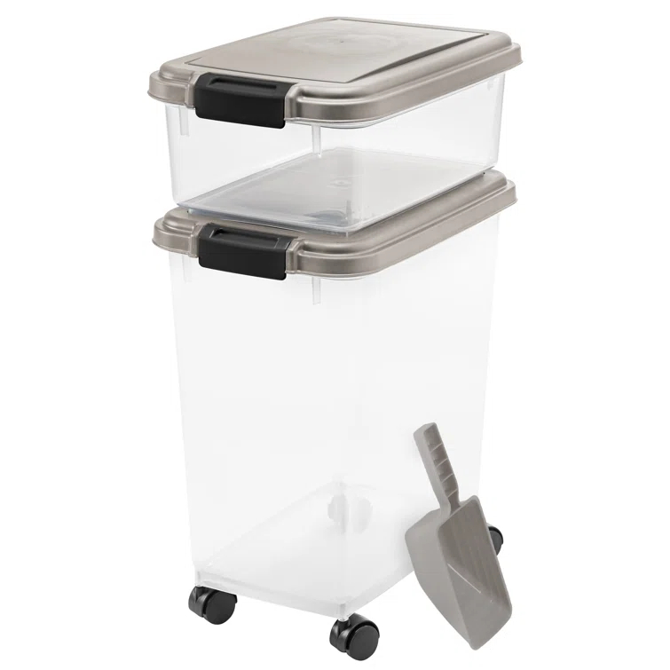 Zoey Tails 35 Lbs. WeatherPro Airtight Stackable Pet Food Storage Container Combo with Scoop & Treat Box
