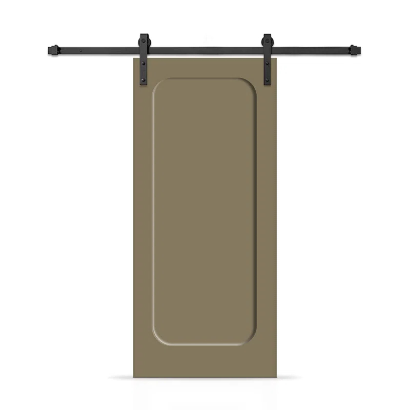 Calhome Curved 1 Panel Shaker Painted Composite Modern Interior Sliding Barn Door with Hardware Kit