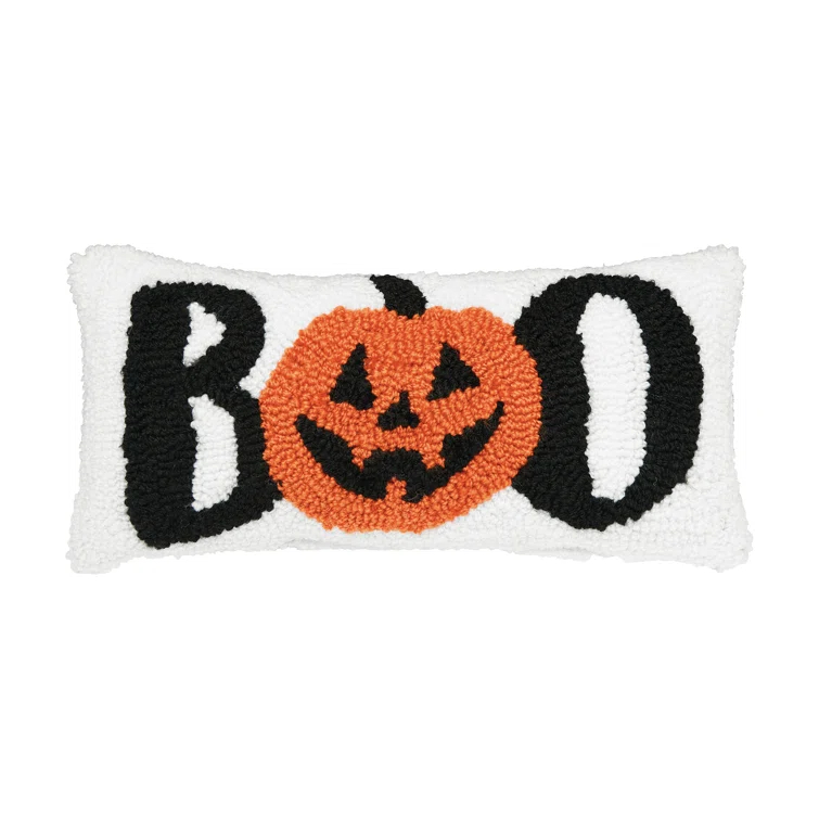C&F Home 6" Boo Pumpkin Hooked Halloween Throw Pillow