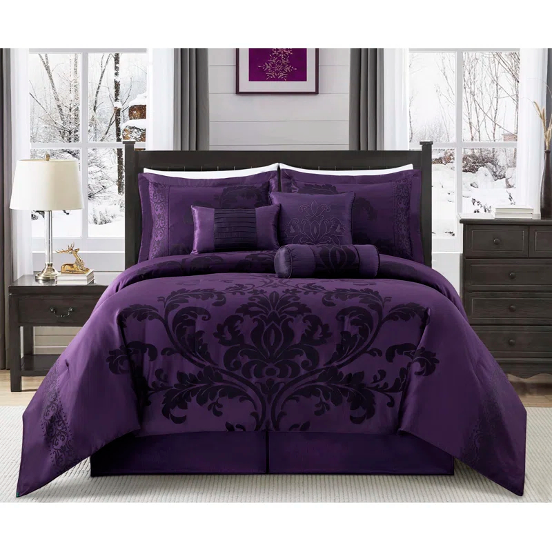 Royale Jacquard Floral 7 Piece Comforter Set