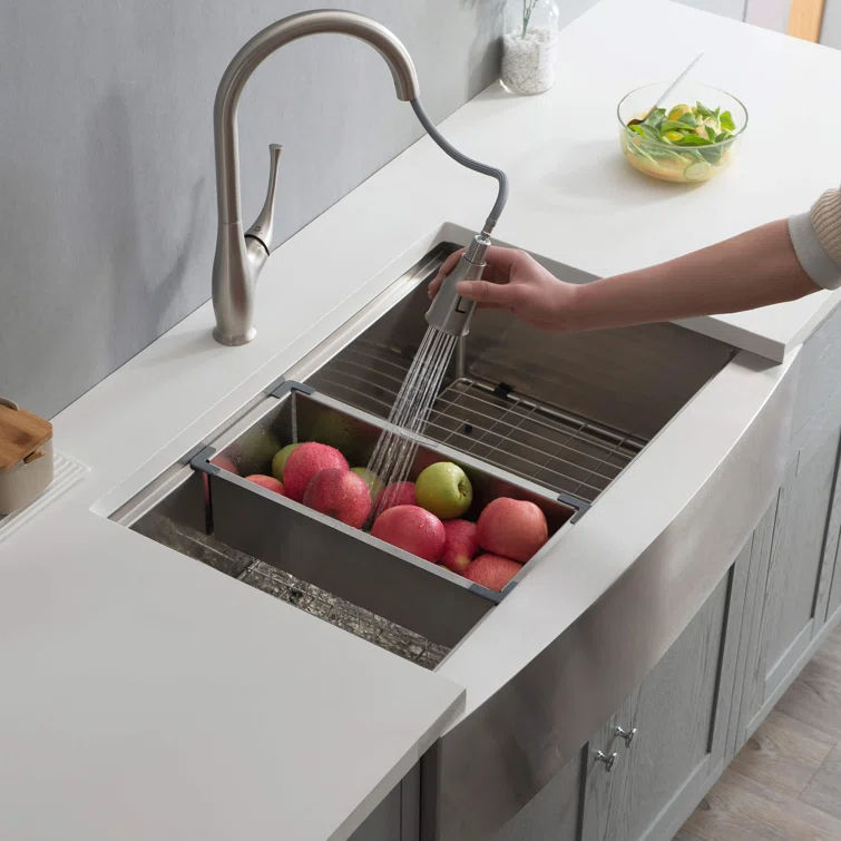 KIBI 33'' L Farmhouse / Apron Single Bowl Stainless Steel Kitchen Sink K1-SF33T