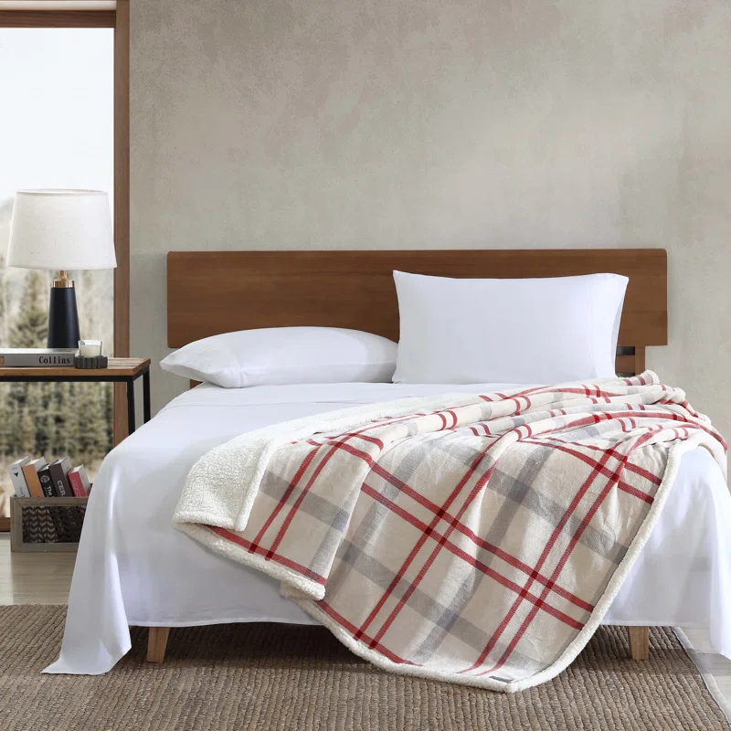 Eddie Bauer Printed Plush Fleece/Sherpa Throw Blankets