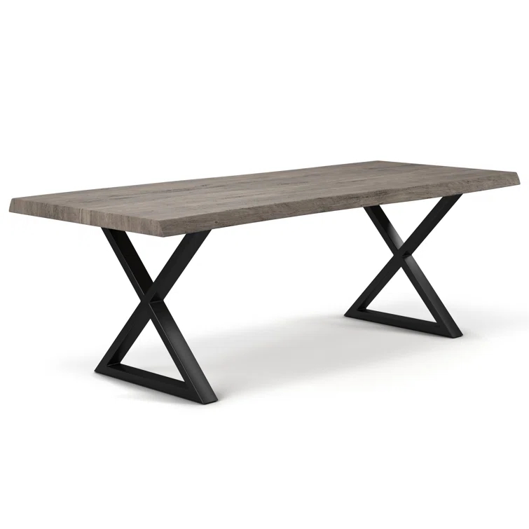 Brooks 79" Rectangular Reclaimed Acacia Wood Dining Table with Aluminum X-Base