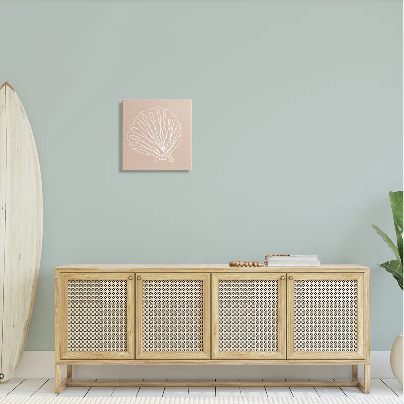Stupell Industries " Clam Shell Squiggle Doodle Tan Sea Life " by Daphne Polselli