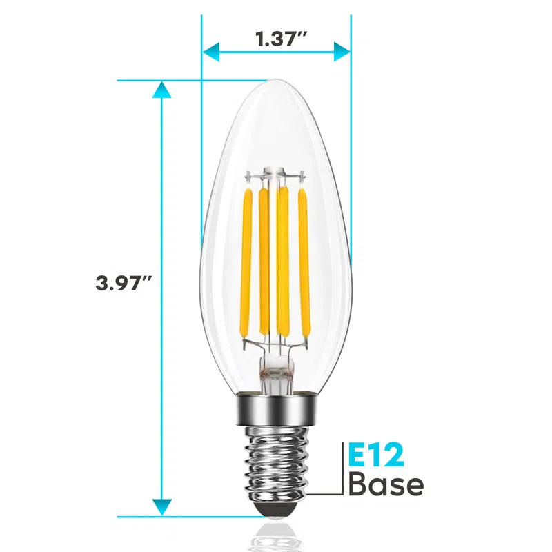 7 Watt (100 Watt Equivalent), B11 LED, Dimmable Candle Light Bulb, E12/Candelabra Base