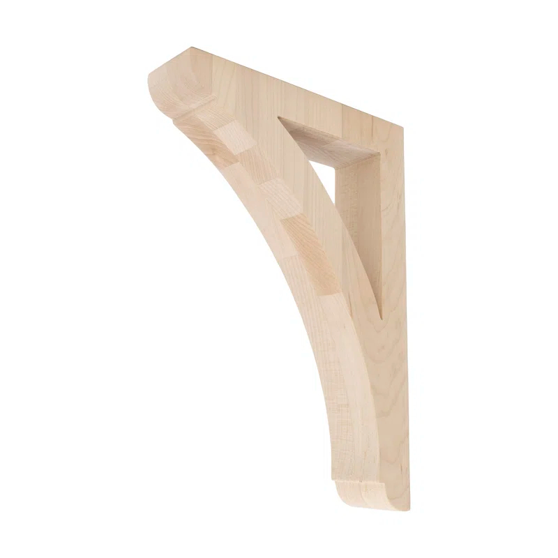 10 in x 1-7/8 in x 7 in Unfinished Small Solid Traditional Plain Wood Bracket Corbel