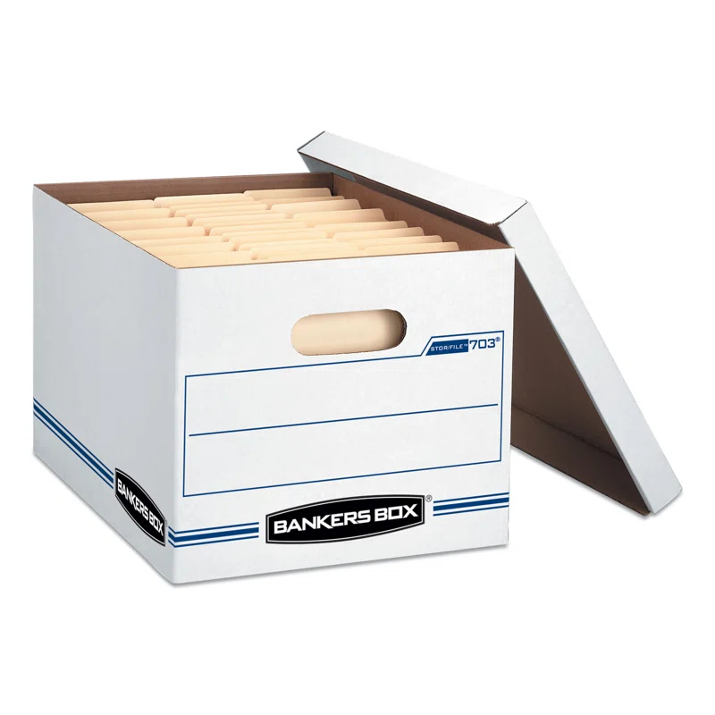 Bankers Box® Stor/File Box w/Lid & Handle, Ltr/Lgl, 12 x 15 x 10, WE/Blue, 12/Ctn