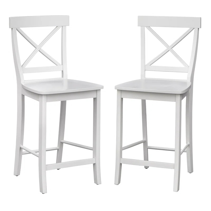Gracie Oaks Winsley Counter Stool with Solid Wood Frame (Set of 2)