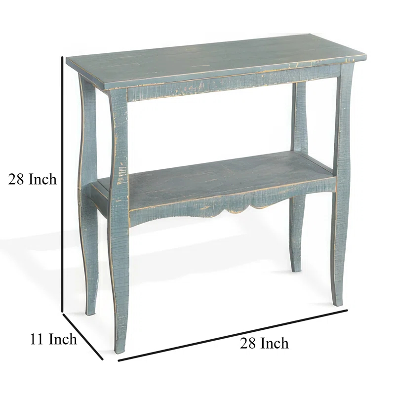 Benjara Rena Side End Table, Scallop Trim, 28 Inch Mahogany