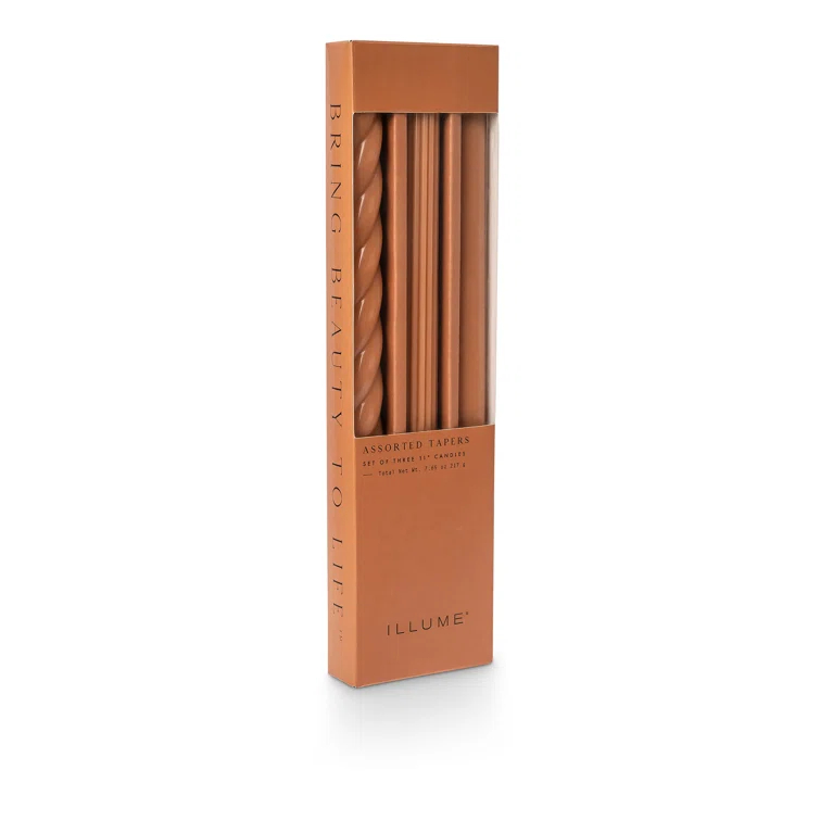 ILLUME Beautifully Done Unscented Assorted Candle Tapers 3-Pack