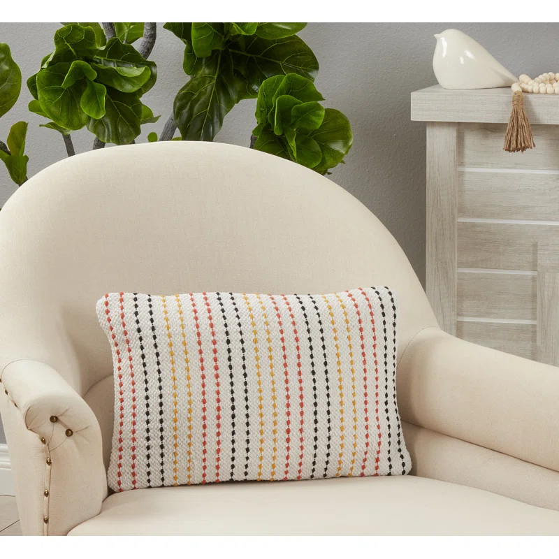 Saro Sunnyland Collection Striped Cotton Pillow Cover