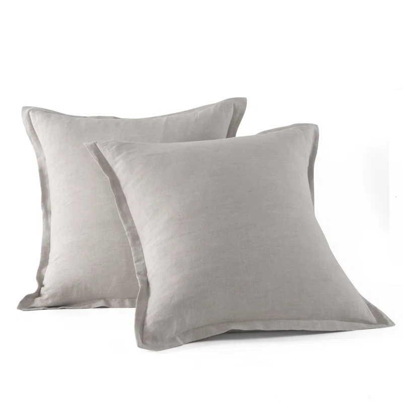 Stone Washed French Linen European Square Pillow Shams 26 x 26" (Set of 2)