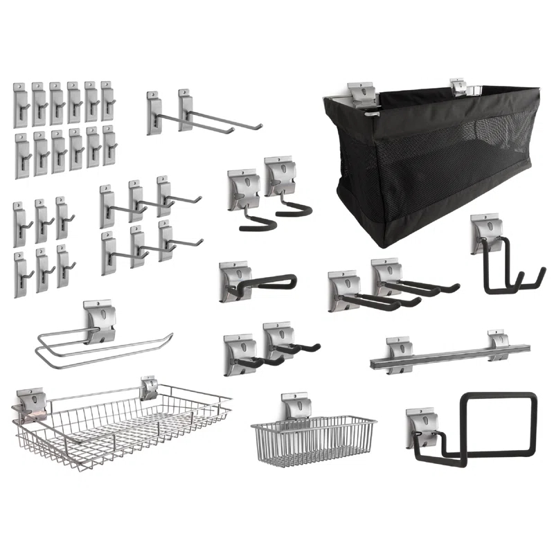 NewAge Products Garage 40 Piece Steel Slatwall Accessory Kit