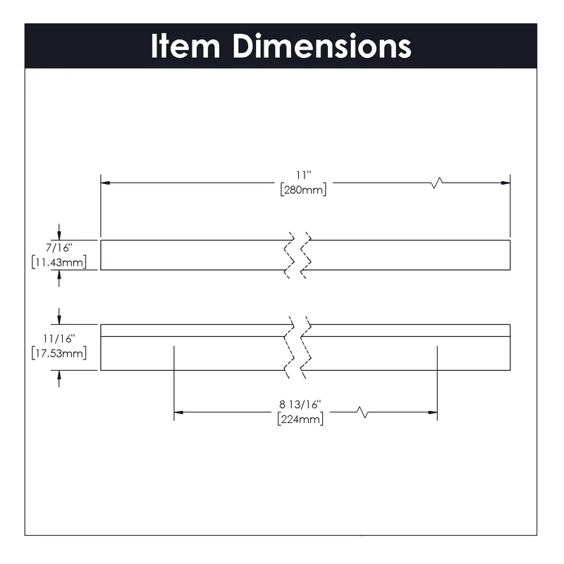 Hickory Hardware Streamline Kitchen Cabinet Handles, Solid Core Drawer Pulls for Cabinet Doors, 8-13/16" (224mm) (Set of 5)