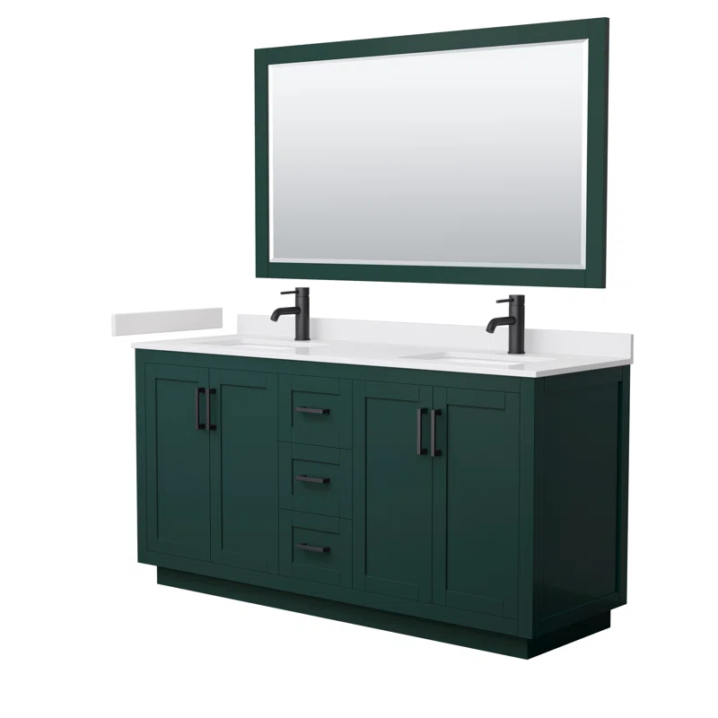 Wyndham Collection Miranda 66" Freestanding Double Bathroom Vanity with Cultured Marble Top with 58" Mirror