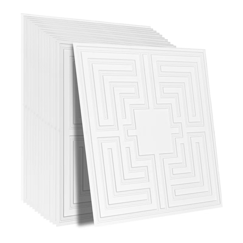 VEVOR Ceiling Tiles 12-Pack 24 x 24 in PVC Easy Installation White Echo Pattern (Set of 12)