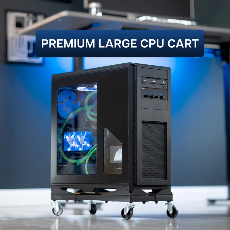 Vivo Vivo Premium Large PC Cart, CPU Rolling Stand, Adjustable Computer Trolley