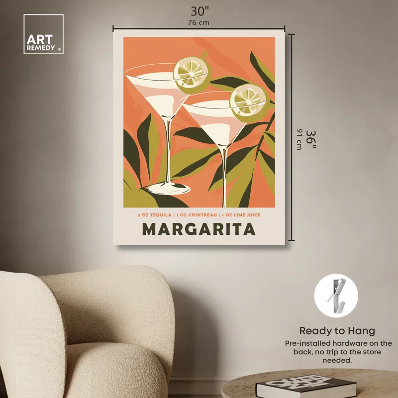 Art Remedy Margarita Poster Retro Summer Drinks Wall Art by Art Remedy