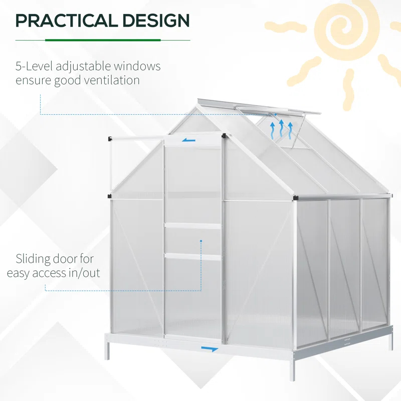 Outsunny 74.4" W x 6' D Greenhouse