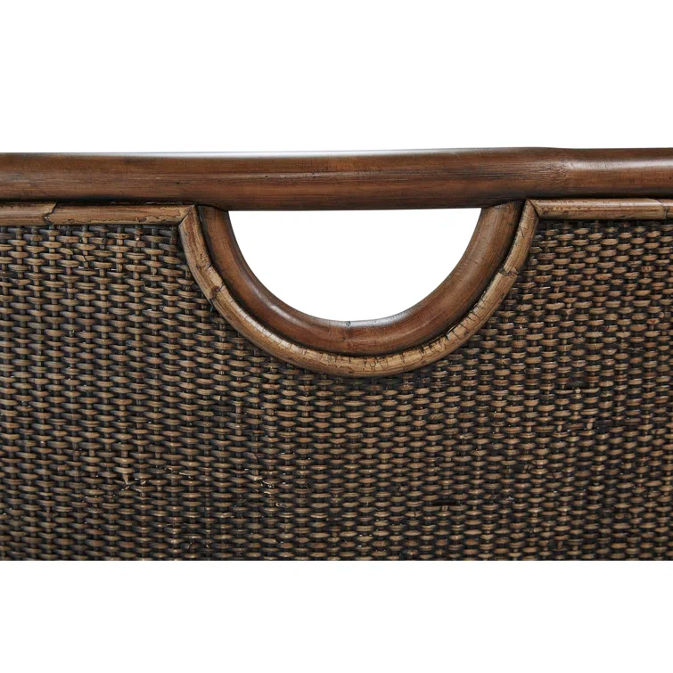 Transitional Gray and Brown Rattan Arm Chair with Linen Cushion