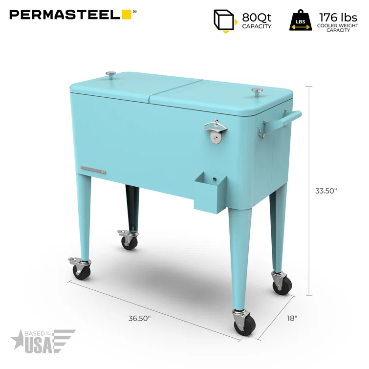 Permasteel 80-Qt Classic Outdoor Patio Cooler On Wheels
