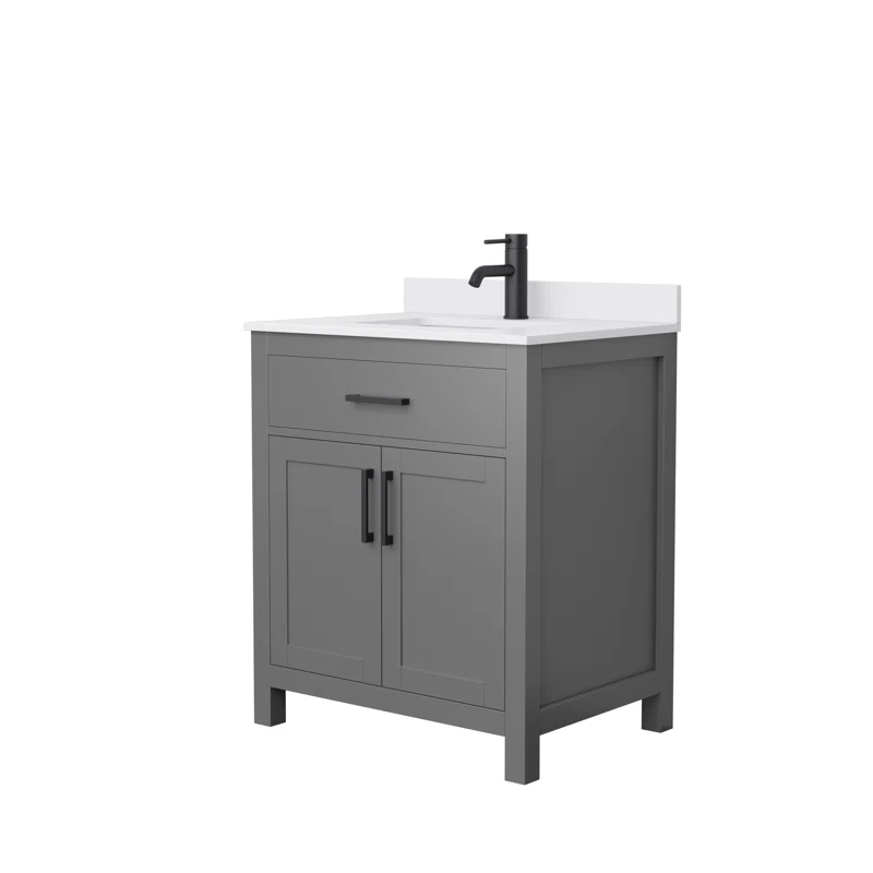 Wyndham Collection Beckett 30" Freestanding Single Bathroom Vanity with Cultured Marble Top