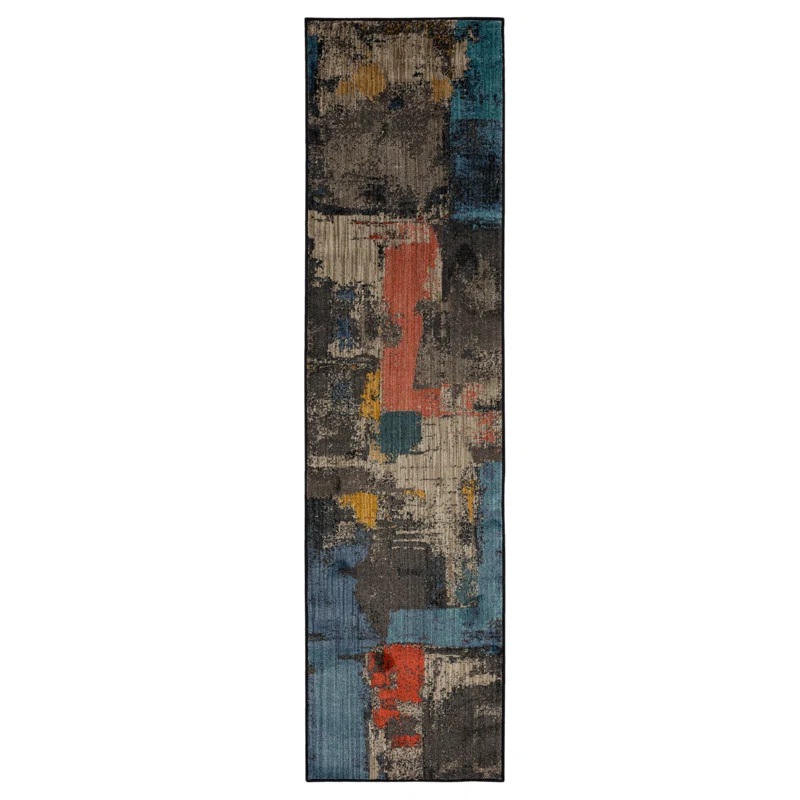 Karastan Karastan Brown/Blue/Black Modern Abstract Area Rug