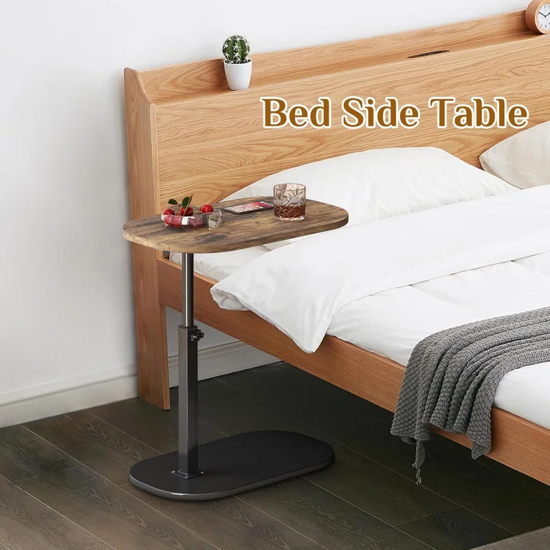 17 Stories C Shaped Side Table,Adjustable Height C Table End Table For Couch,360°Swivel Couch Side Tables Slide Laptop Desk For Sofa/Bed/Bathtub/Rotating Tabletop