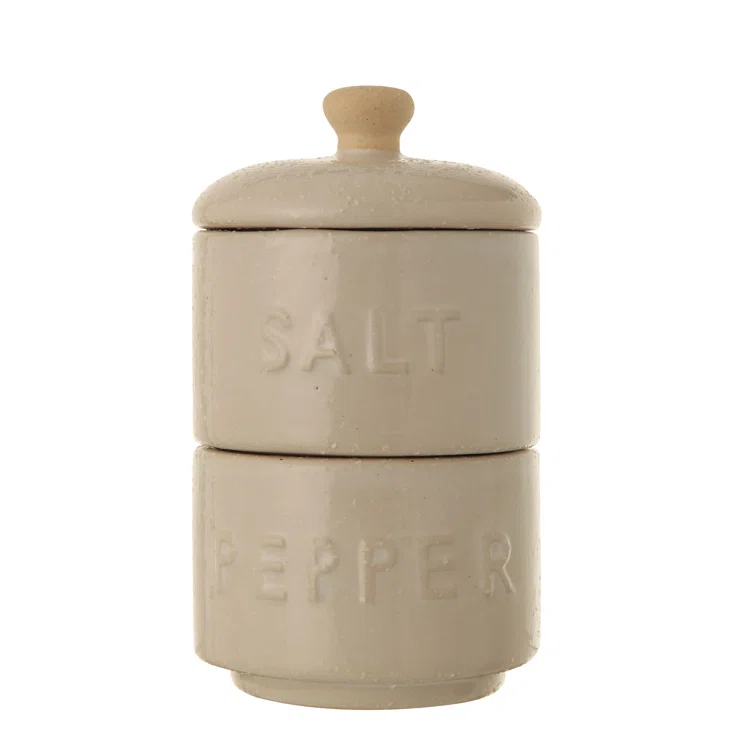 Creative Co-Op Stackable Stoneware Salt and Pepper Shaker Set | Wayfair