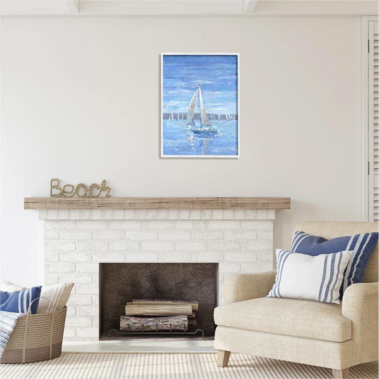 Stupell Industries Az-909-Framed " Blue Sailboat Painting " by Tim OToole