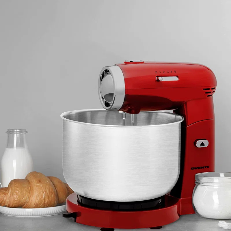 Ovente SM680R Ovente Electric Stand Mixer with 3.5Qt Removable Stainless Steel Bowl