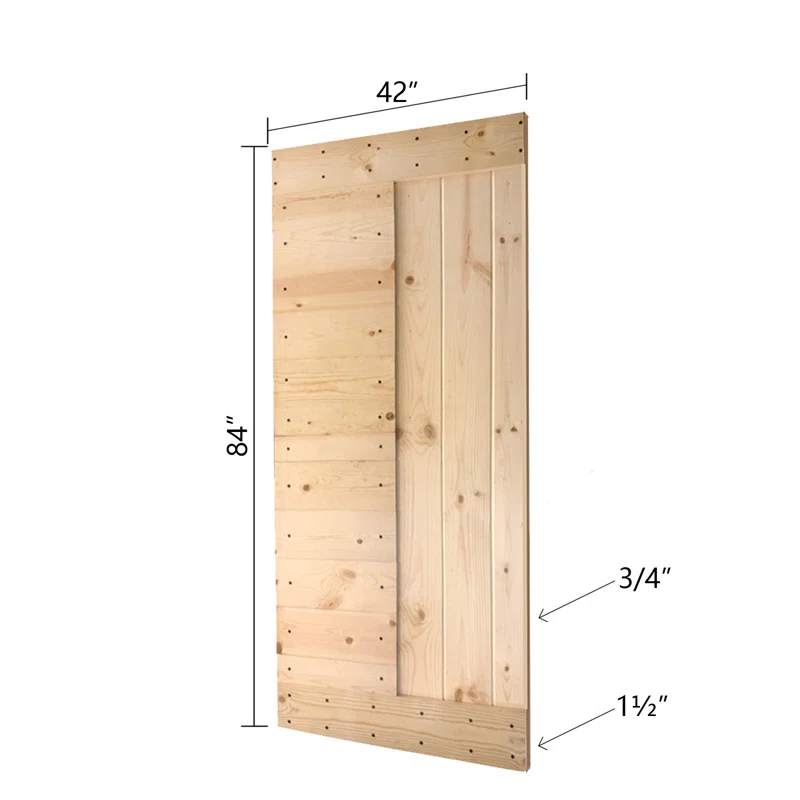 Mr. Wood L Series Paneled Wood Painted Barn Door without Installation Hardware Kit