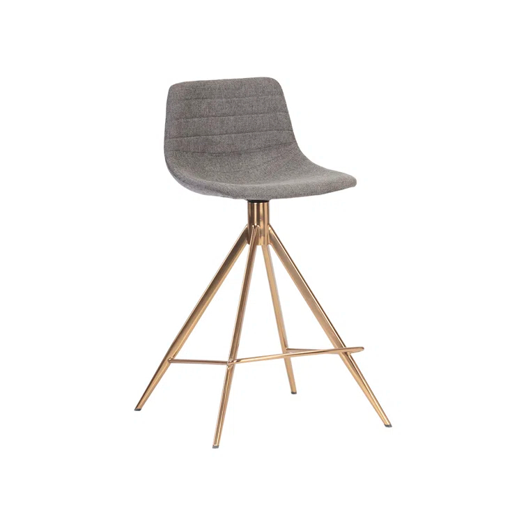 Belfast Koala Grey Gold-Base Swivel 26" Bar Stool