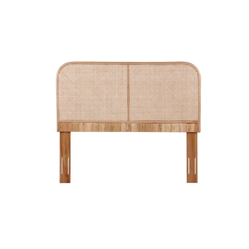 Crawford & Burke Lombok Birdseye Cane and Solid Teak Wood Panel Headboard