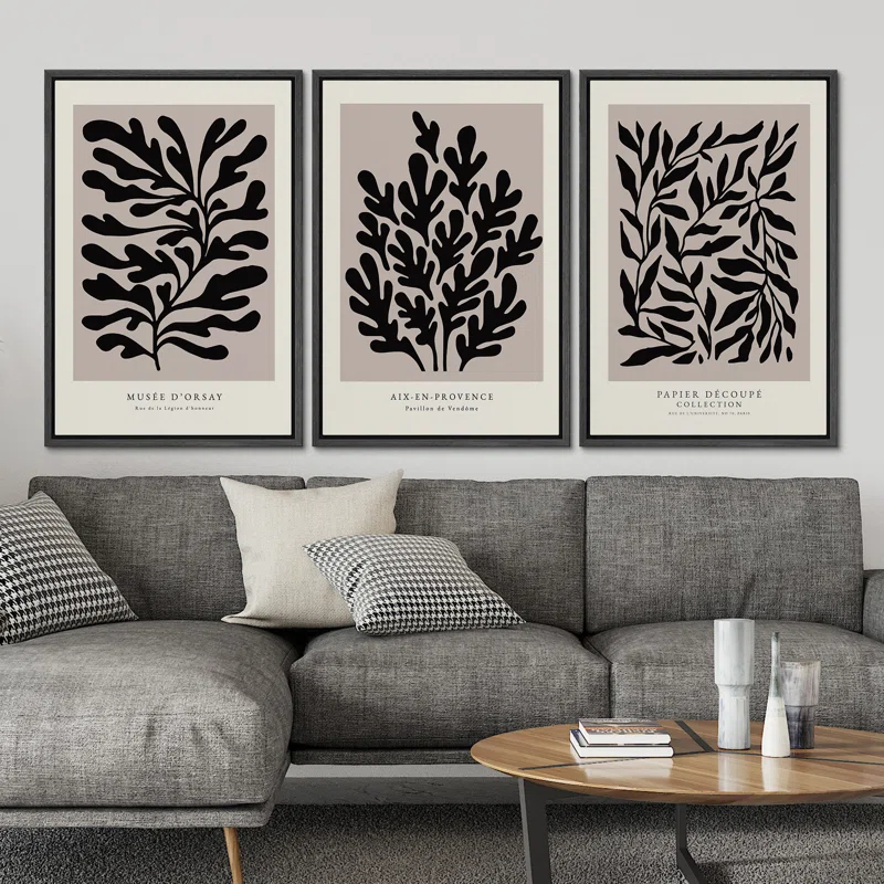 SIGNLEADER " Papier Decoupe Collection French Retro Art Decor Flower Plants " by Henri Matisse 3 - Pieces