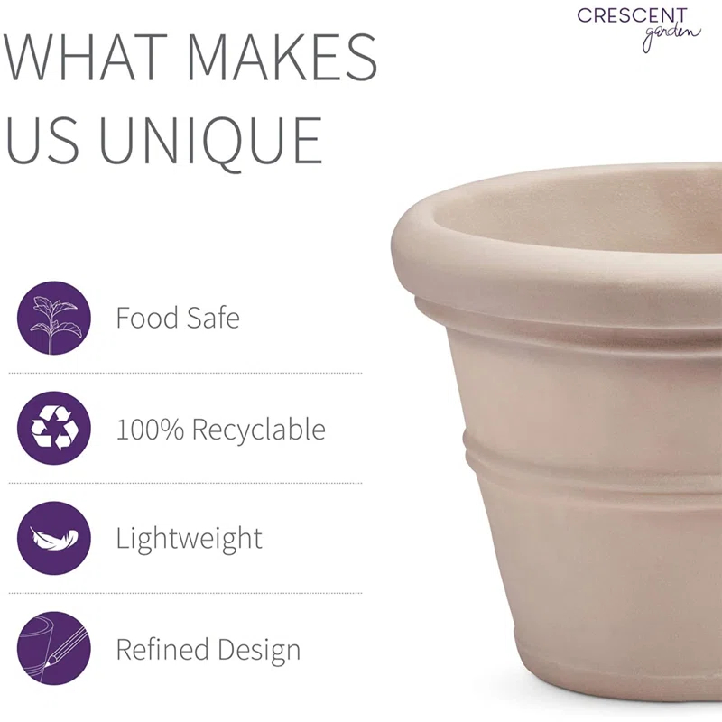 Crescent Garden Rolled-Rim Planter Pot