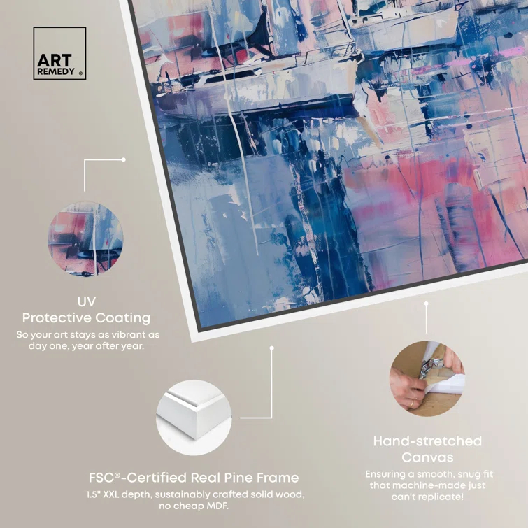 Art Remedy Art Remedy Pastel Sea Breeze Framed Sailing 1 Piece Canvas Wall Art 57710