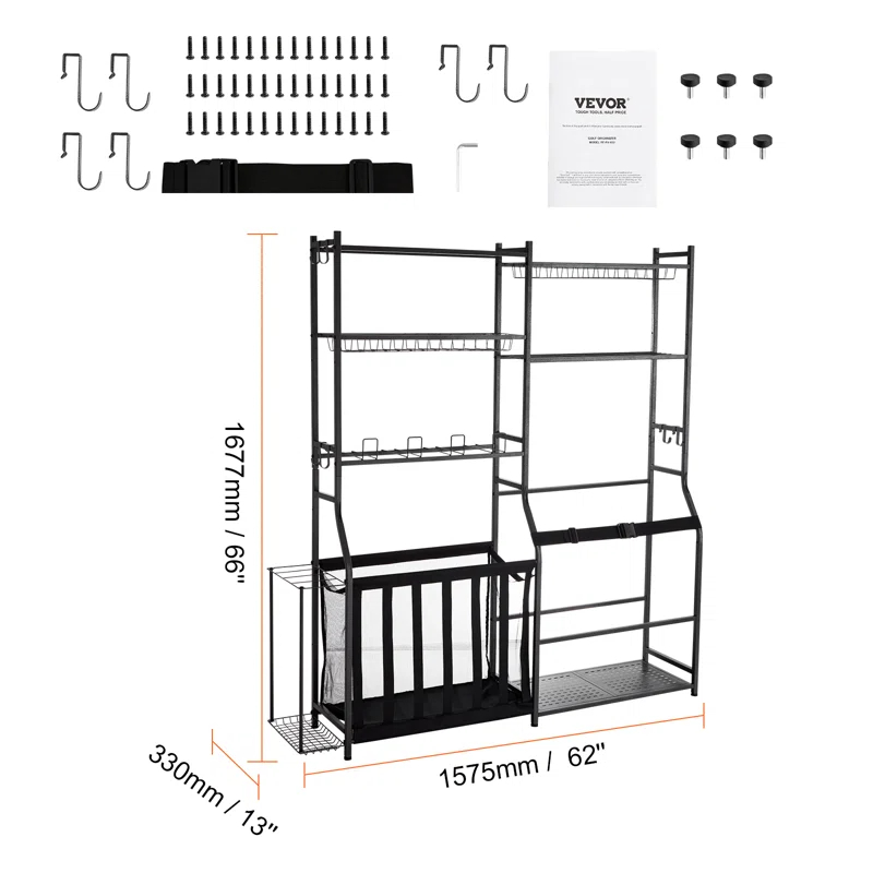 VEVOR GEFSNJHSF0G2GAR4SV0 Steel Freestanding Adjustable Multi-Use Sports Rack