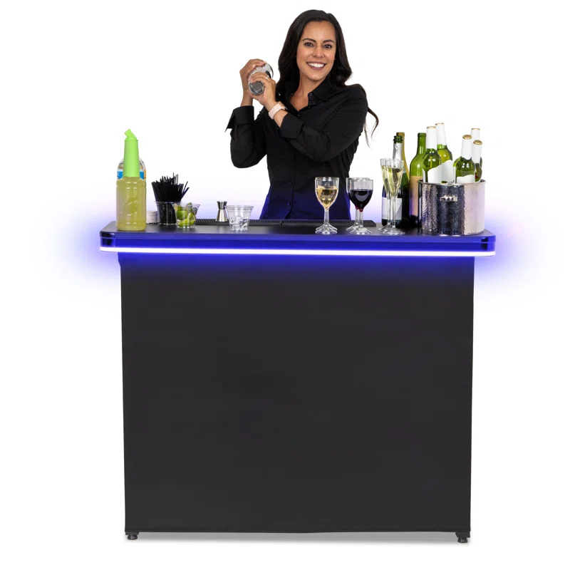 GoPong GoBar PRO LED Commercial Grade Portable Bar Table with Multi-Color Lights - 47.5 x 19 x 38 IN