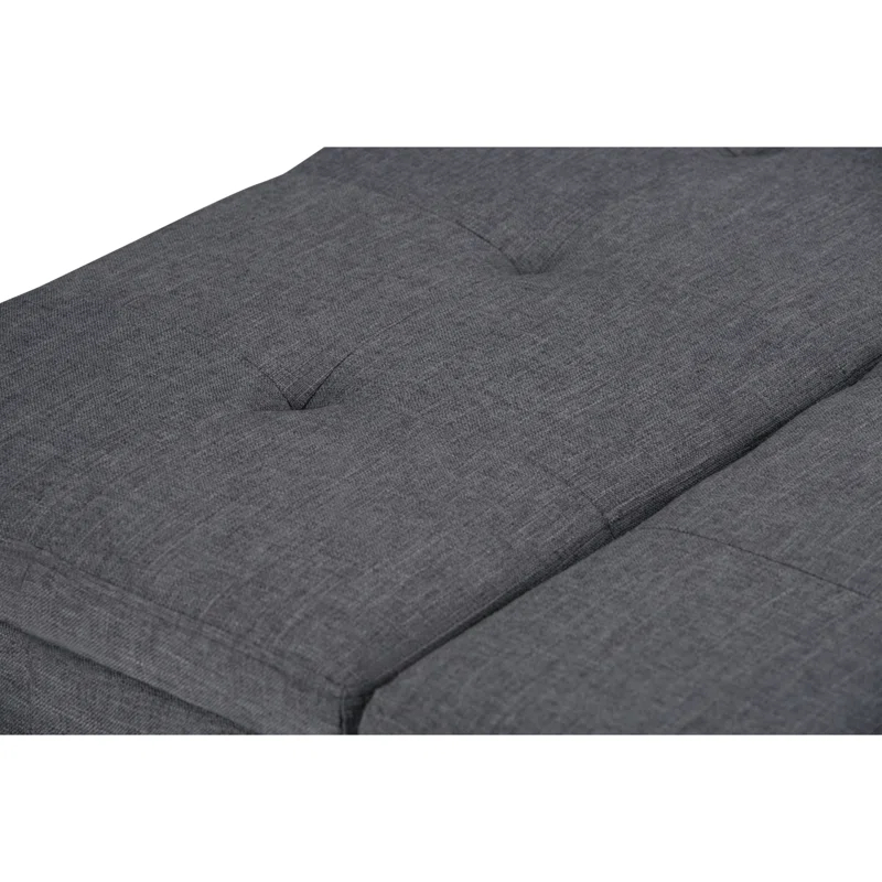Simpli Home Dover 36"W Upholstered Square Coffee Table Storage Ottoman with Split Tufted Lift Top