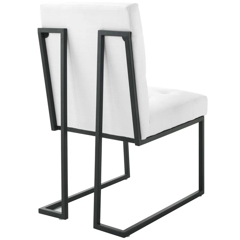 Privy Black Stainless Steel Upholstered Fabric Dining Chair by Modway