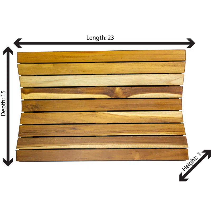 EcoDecors Eleganto Rectangle Teak Shower Mat, Teak Shower Mat for Inside Shower, Teak Bath Mat, Wood Bath Mat, Wood Shower Mat, Teak Shower Mats, Teak Bathroom Mat, Earthy Natural