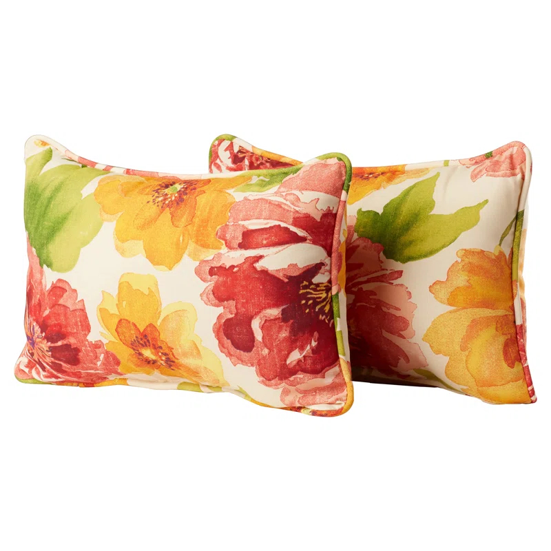 Pillow Perfect Primro Floral Indoor/Outdoor Reversible Throw Pillow (Set of 2)