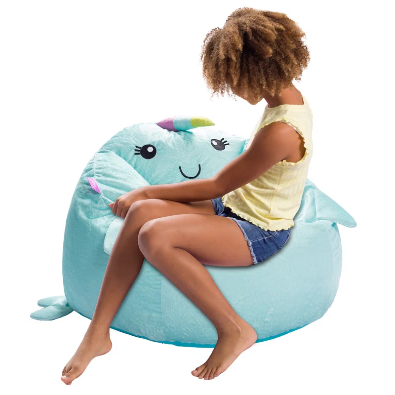 Posh Creations Animal Bean Bag Chair Structured Comfy, Cozy and Soft Filled Kid Bean Bag Lounger Seat for Gaming, Reading and Watching TV, for Children, Multiple Faux Fur Animal Chair Designs